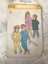 Simplicity 5103 Kids' Robe & Pajamas Pattern Size 4 cut Factory Folded