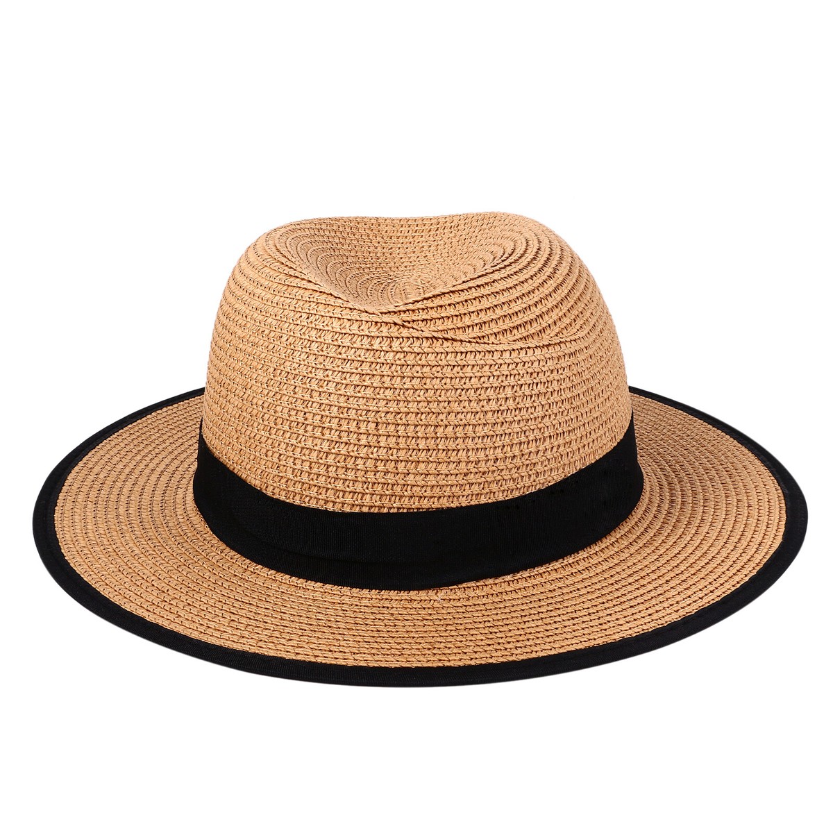 Straw Panama Hat Wide Brim Sun Protection Pull-On Casual Beach FURTALK Panama Hat Sun Hats for Women Men Wide Brim Fedora  main image 2