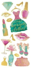 PAPER HOUSE PRODUCTIONS Sticky Pix Faux Enamels Stickers - GLAM FASHION - 15 pcs