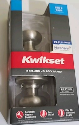 Kwikset  Contemporary Privacy Knob In Satin Nickel Bed And Bath Microban