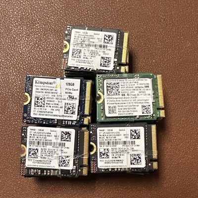Lot of 50 Kingston/Samsung/Phison 128GB NVMe M.2 2230 PCIe SSD  w/Brace fit 2280