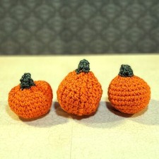 Handmade Pumpkin Decorations- Set of 3 - Metallic Orange - Handmade Crochet