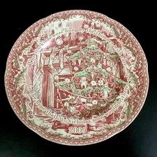 Noble Excellence Stoneware Red Green Transferware Christmas Dinner Plate Mint C
