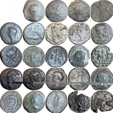 Amazing Lot Of 12 Ancient Roman Ae & SILVER COINS 10-500 AD 15-34 mm