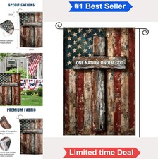 Patriotic Garden Flag 12x18 Double Sided One Nation Under God Christian Outdoor