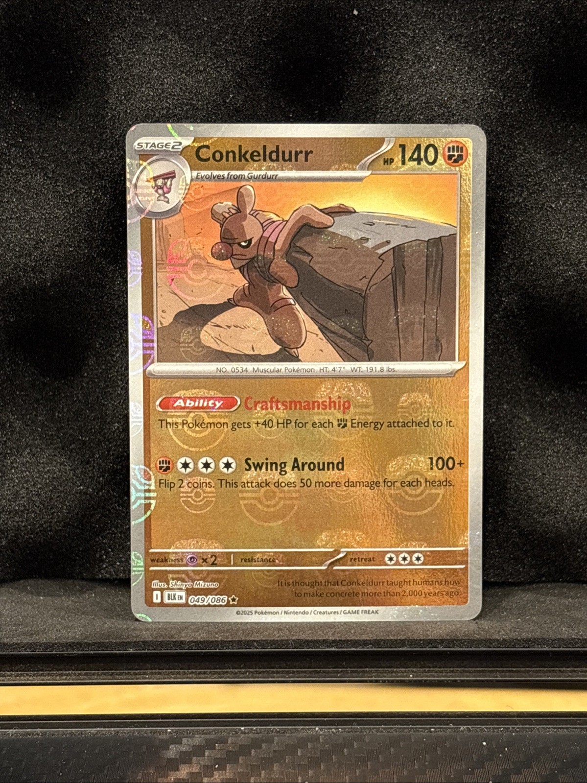 Conkeldurr (Master Ball Reverse Holo) 049/086 Black Bolt Pokemon English NM