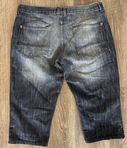 Mens No Fear Cargo Denim Jean Shorts Blue Knee Length Skateboarding XL Y2K - Picture 3 of 3