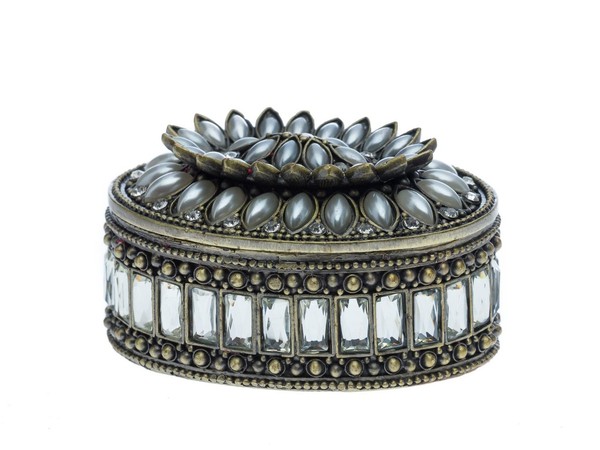 Pillendose Hartzinn Metall Schmuckdose Pillenbox Schmuck Dose Pille Schatulle-image