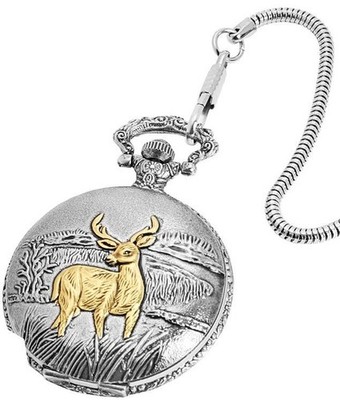 Excellanc Taschenuhr Klassische Herren Analog Quarz Ketten Uhr Hirsch Bicolor