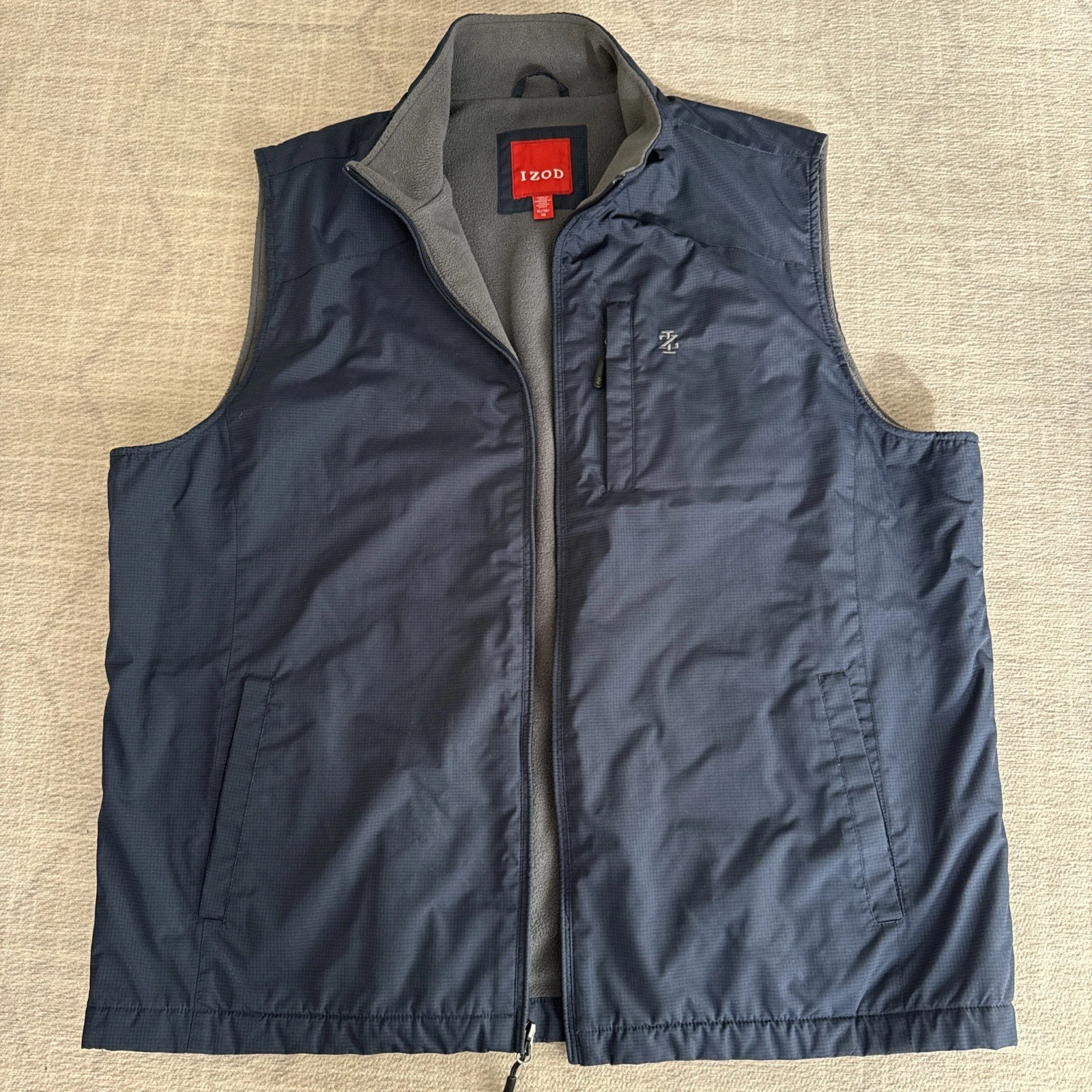 IZOD Men's XL Soft Shell Spectator Golf Full Zip Vest Men’s Blue Fleece Lining