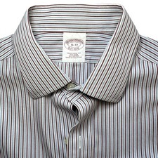 Brooks Brothers Men Size 16-33 Striped Non Iron Cotton L/S Dress Shirt