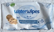 WaterWipes Sensitive 60 Ct Baby Wipes 3-in-1 Cleans Cares Protects Unisex