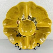 Los Angeles Potteries California #27 Chip Dip Yellow Divided Veggie Serving Tray