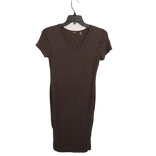 Tahari Classic Fitted small brown maxi short sleeve dress Boho Sleek
