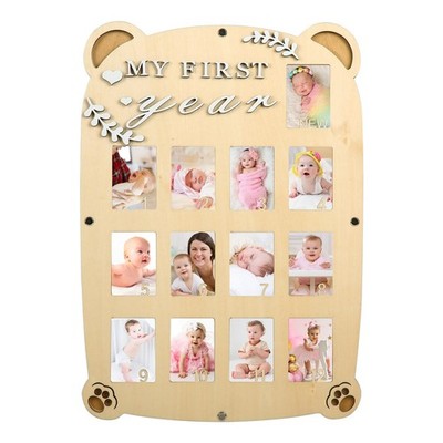 My First Year Picture Frame,One Year Of Photo Board, Baby's First Twelve Mont...