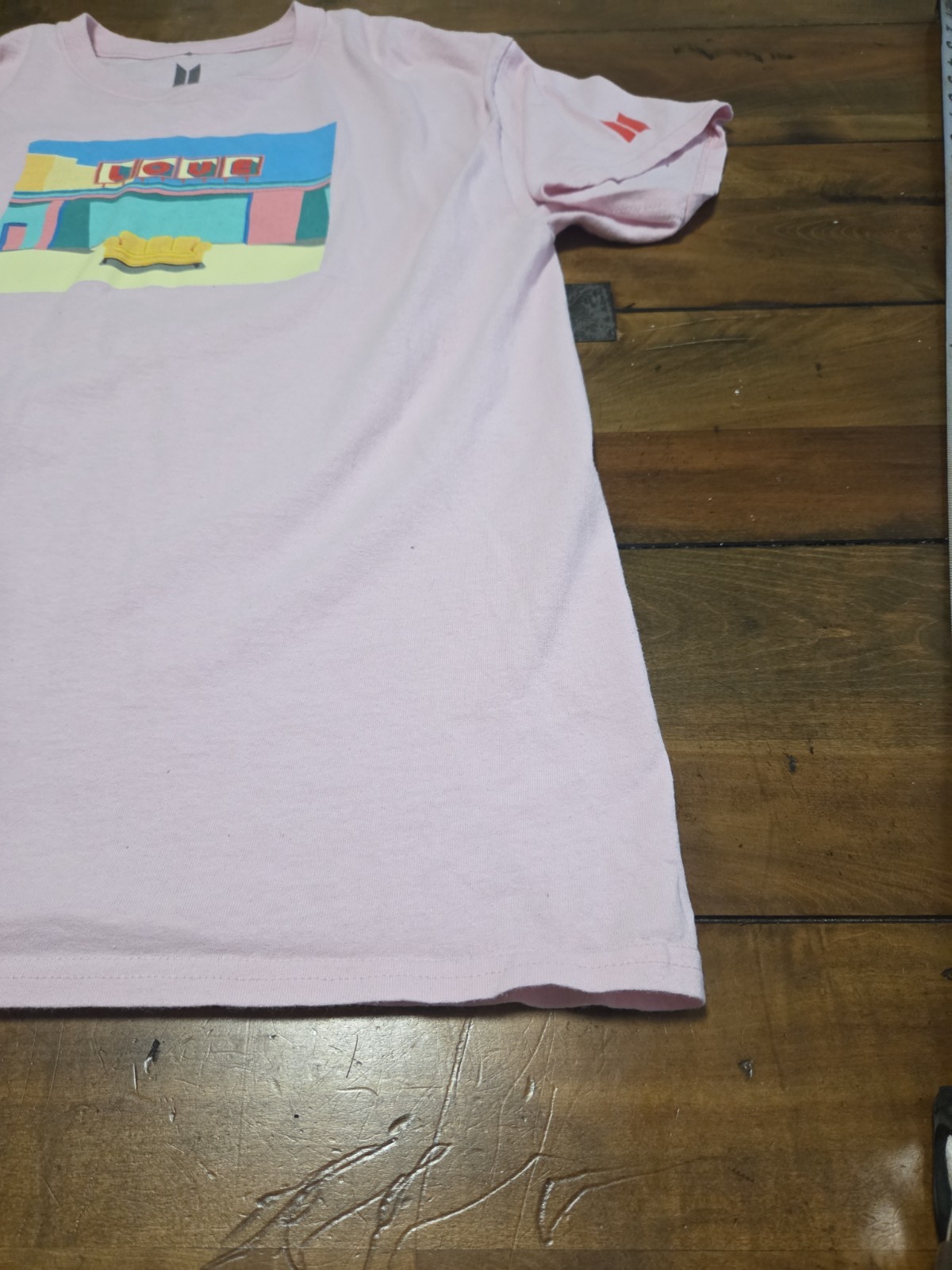 BTS Boy With Luv T Shirt Large L Pink K-Pop Bangtan Boys Official Merch Couch image 8
