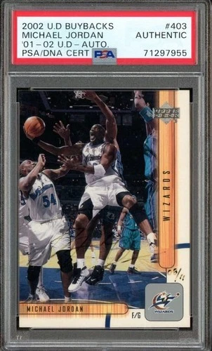 Michael Jordan on card Auto Signed 2001-2002 Upper Deck Buybacks /11 SP #403 PSA