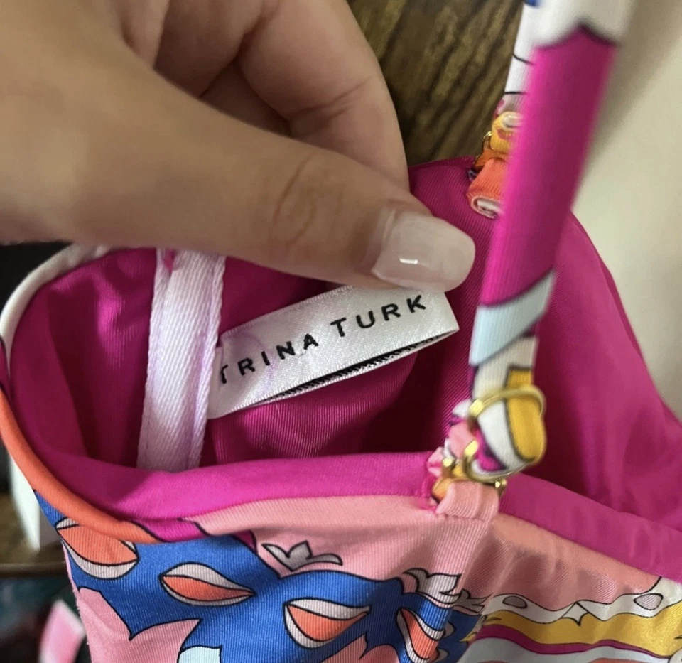 Blusa Trina Turk rosa e azul - Imagem 3 de 4