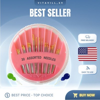 Effortless Threading: 30 Large Eye Hand Sewing Needles with Organizer Box