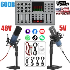Complete Home Studio Recording Kit Mixer Condenser Microphone for Music Podcast