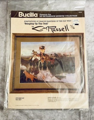 BUCILLA STITCHERY KIT SID RICHARDSON MUSEUM COLLECTION BRINGING UP THE TRAIL