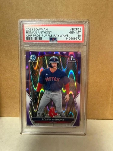 Bowman 1st Chrome ROOKIE Roman Anthony Purple Raywave Refractor /250 PSA 10
