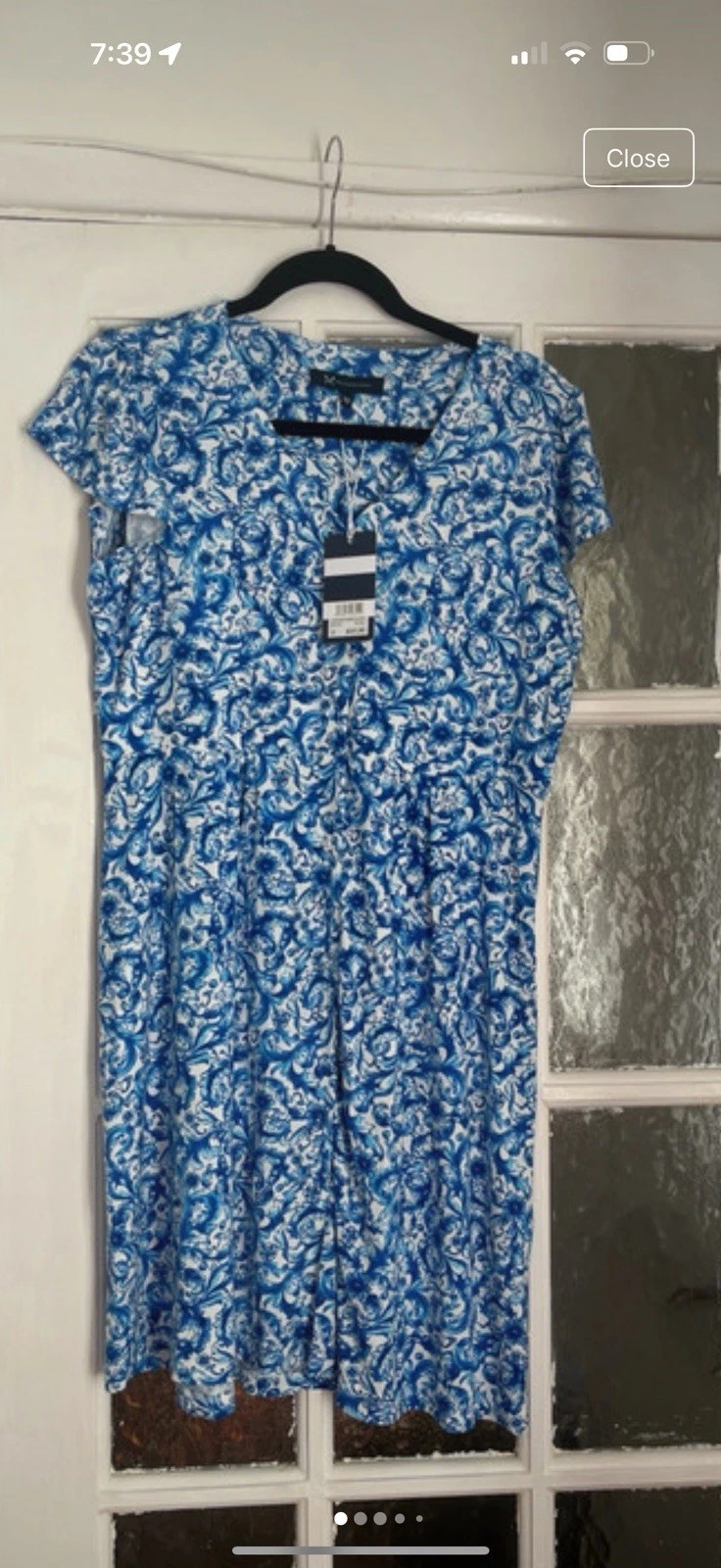 VETEMENTS Crew Clothing Abito in jersey Alissa floreale blu e bianco Nuovo con etichette £65 Taglia 12