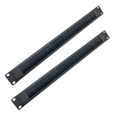 2-Pack 1U Rack Cable Management Panel with Brush for 19in Rack Cabinet Black