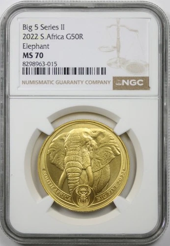 2022 South Africa Gold 50 Rand NGC MS 70 Elephant Big 5 Series II