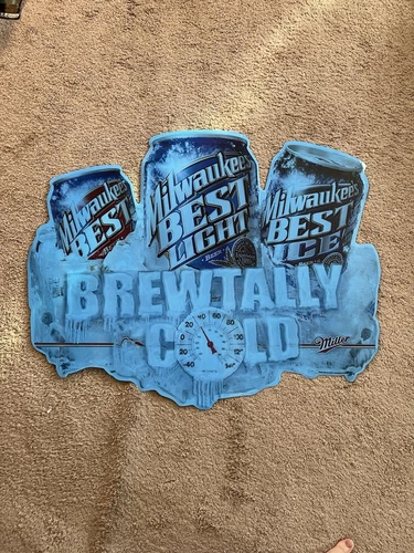 Vtg NOS 2007 Milwaukee’s Best Light Beer Metal Tin Advertising Sign Miller