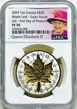 2024 CANADA SUPER INCUSE $20 1OZ SILVER MAPLE LEAF GOLD GILT NGC PF70 FDOP OGP