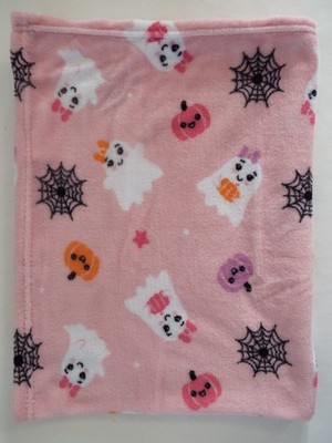 Walmart Pink Halloween Blanket Baby Girl Ghosts Spiderwebs Pumpkins 30x36''