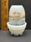 Fenton Hand Painted Fairy Light Lamp Matte White God Religious