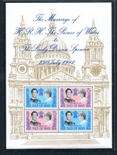 ISLE OF MAN  1981 set of 2 stamps + souv. sheet  ROYAL WEDDING  - mnh