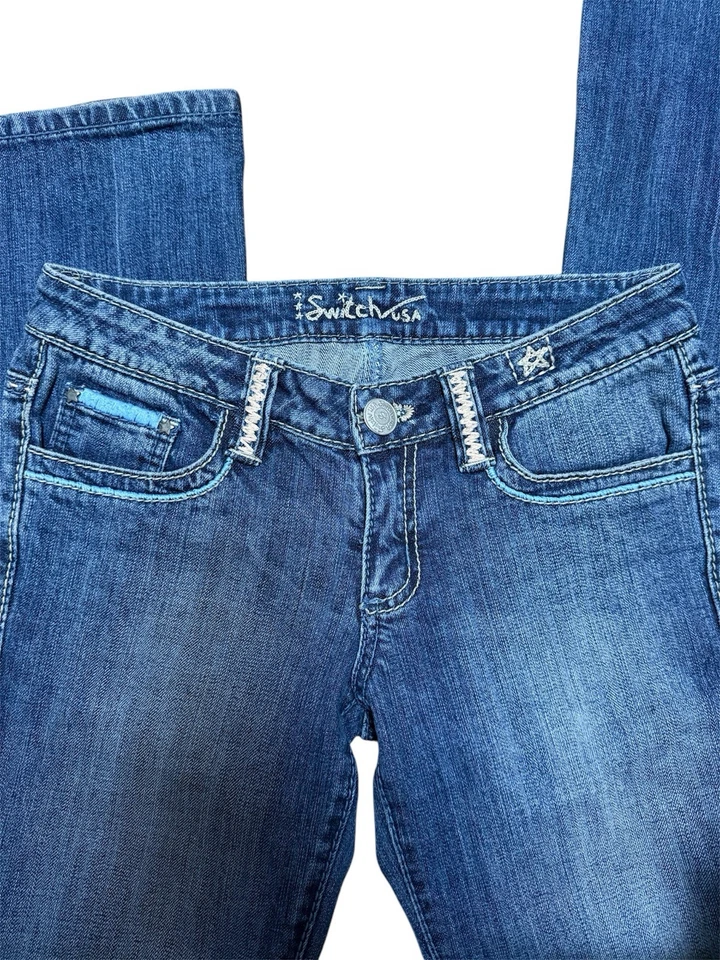 Vintage y2k Switch EE. UU. Bajo Corte Bota Bordado Mujer’s Jeans Talla 27 x 33 Foto 4 de 4