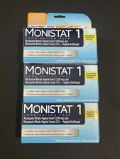 Lot of 3 - Monistat 1 Combination Pack Ovule Insert + Cream EXP: 4/27 -FAST SHIP