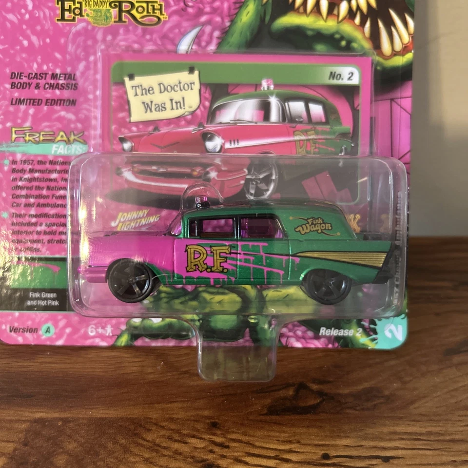 Johnny Lightning WHITE LIGHTNING  RAT FINK 1957 Chevy Ambulance 1:64 Scale CHASE - Image 2 of 4