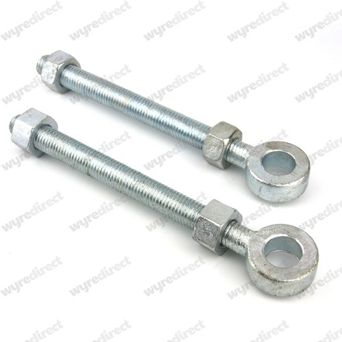2 Adjustable Gate Hinges Eye Bolts 22mm x 200mm Long 8" Pair M19