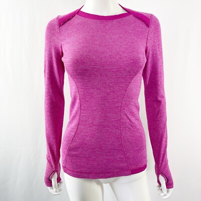 Lululemon Pink RULU Base Runner Long Sleeve Shirt Size Ruffle Seam  Raspberry