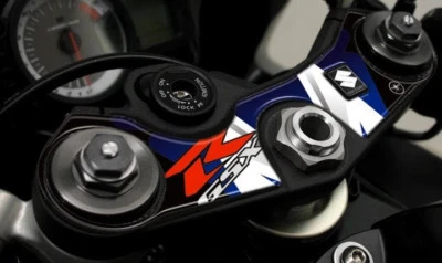 LABELBIKE ADESIVI 3D GSXR PROTEZIONE PIASTRA STERZO COMPATIBILE per MOTO suzuki GSX-R blu