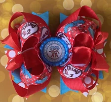 Dr Seuss Thing 1 Thing 2 Cat In The Hat Large OTT  Boutique Girls Hair Bow