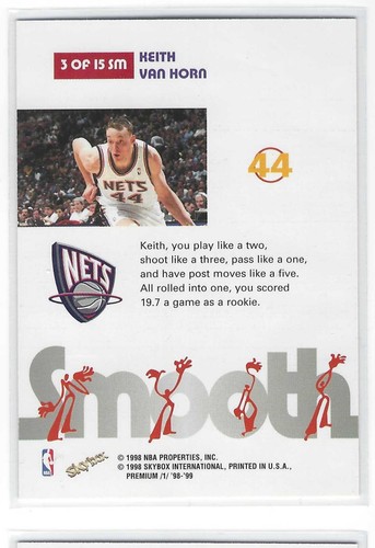 1998-99 Skybox Premium Smooth - KEITH VAN HORN #3 of 15 - New Jersey Nets - Picture 2 of 2