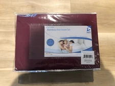 100% Bamboo Bed Sheet Set 4pc -  King -Burgundy- Hotel Sheets Direct