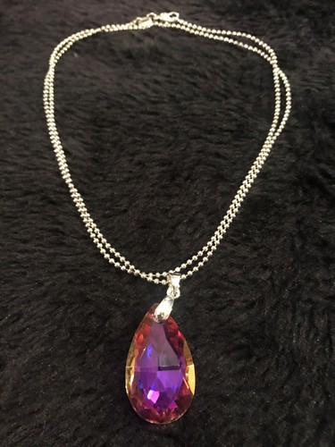 NECKLACE crystal Rainbow Pendant With Sterling Silver 24" Ball Chain - Picture 3 of 10