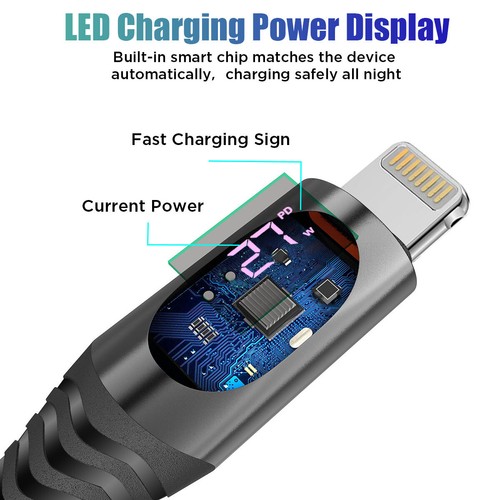 PD 27W USB C To iPhone Fast Charging Cable Charger For iPhone 14 13 12 11 X SE - Picture 4 of 14