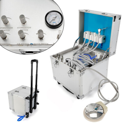Unità di Consegna Dentale Portatile: Rolling Box con Aspirazione Compressore Aria 4 Fori - Foto 4 di 22