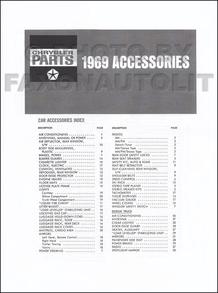 Libro de accesorios Plymouth 1969 Barracuda Satellite Belvedere GTX Roadrunner Fury Foto 2 de 2