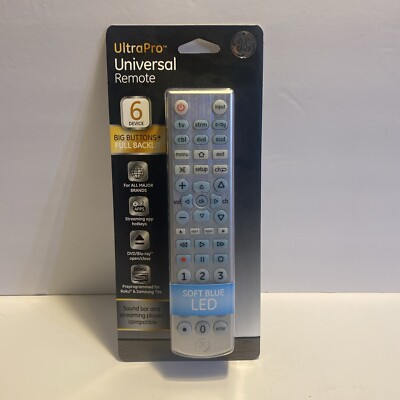 GE Ultra Pro 6-Device Universal Remote Control 33712 Big Buttons LED Backlit NEW