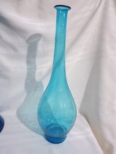 MCM Glass Turquoise Blue Vase 19 1/2"