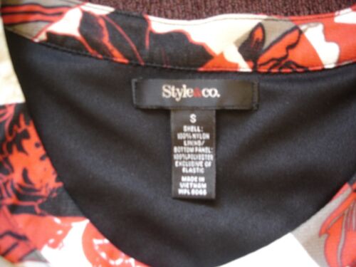 STYLE & CO Women Sz S Red/Black Sheer Floral Dress w/ Black Fringe & Tank Top - Picture 5 of 7